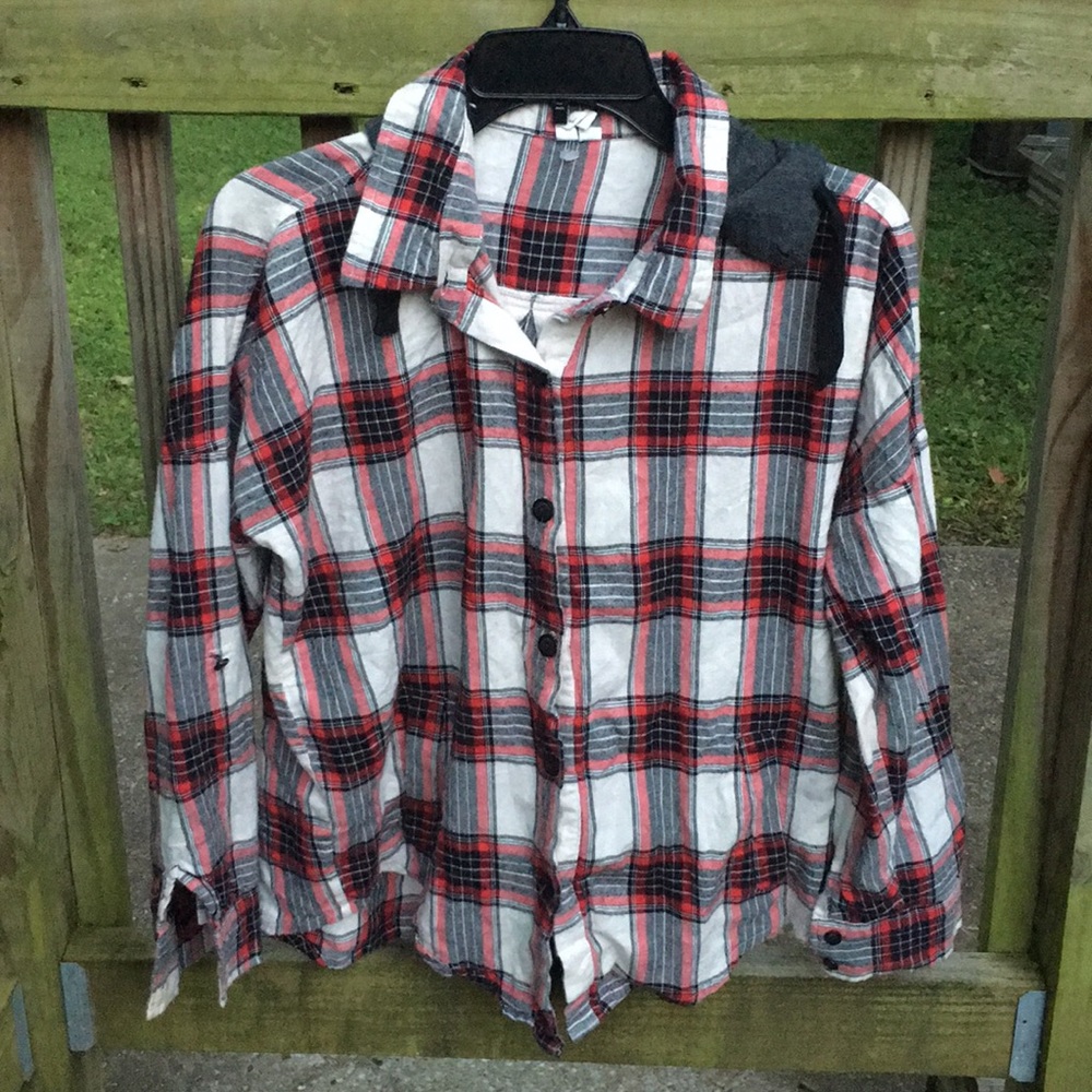 Mind Code Plaid Button Down With Hood - image 2